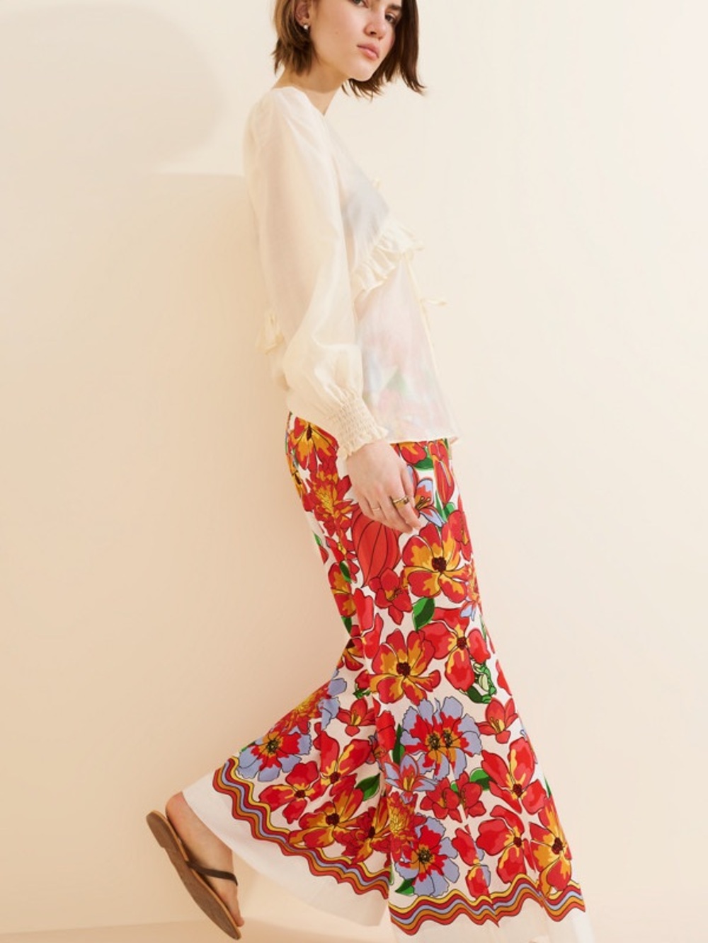 FARM Rio Anthropologie Linen Viscose Wide Leg Floral Pants - Picture 7 of 7